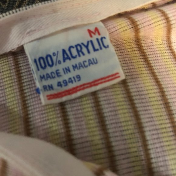 70s Vintage Acrylic Pink Striped Turtleneck Shirt - Picture 7 of 7